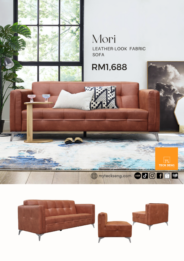 Mori Leather-Look Fabric Sofa
